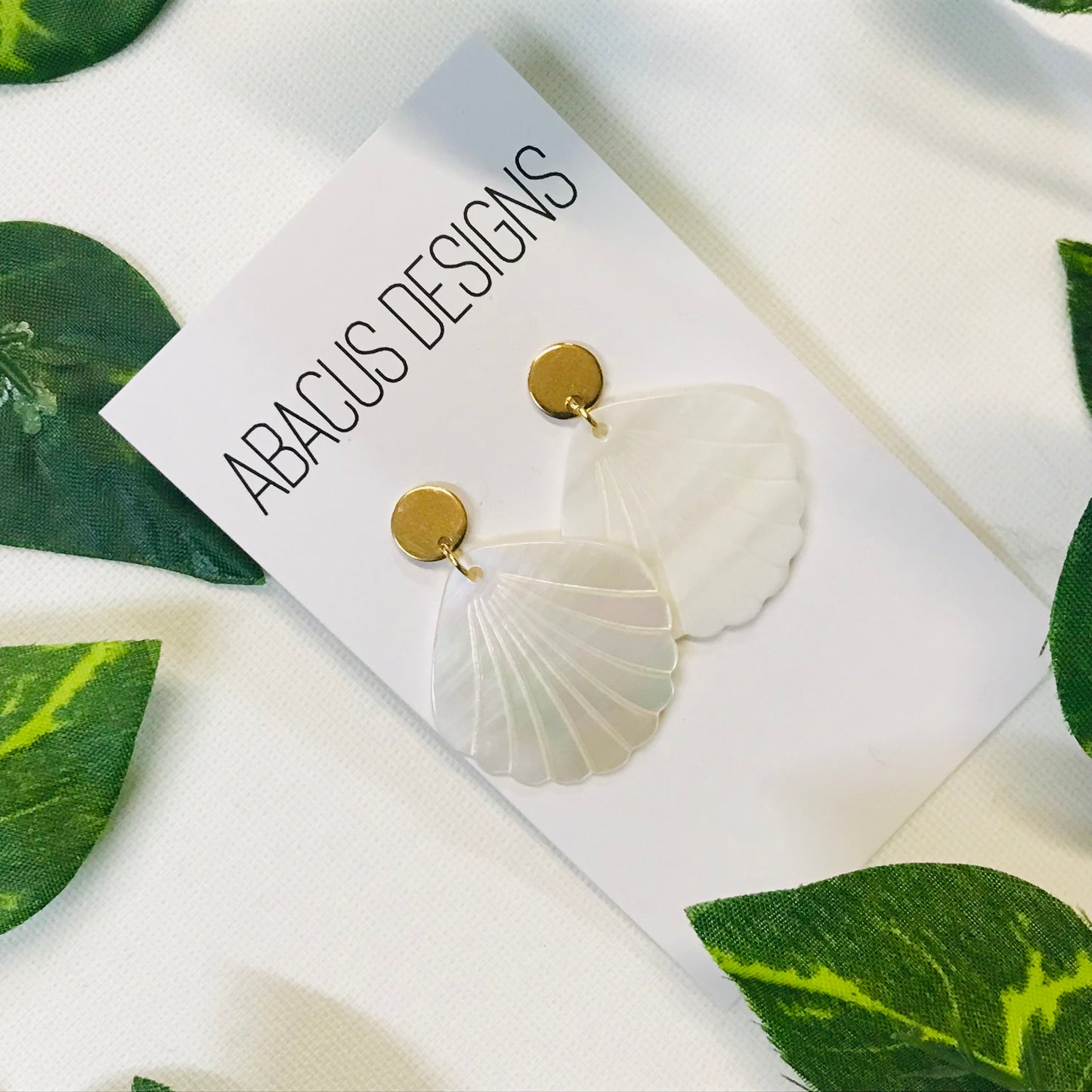 Pearlescent & Brass Dangle Earrings