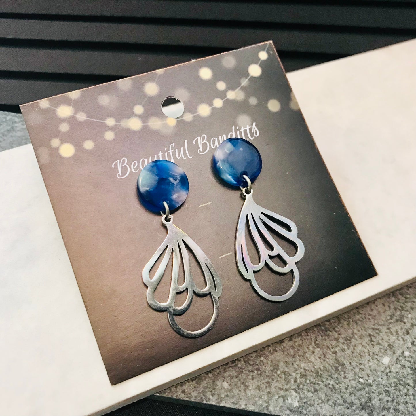 Mixed Metal and Resin Earrings - small