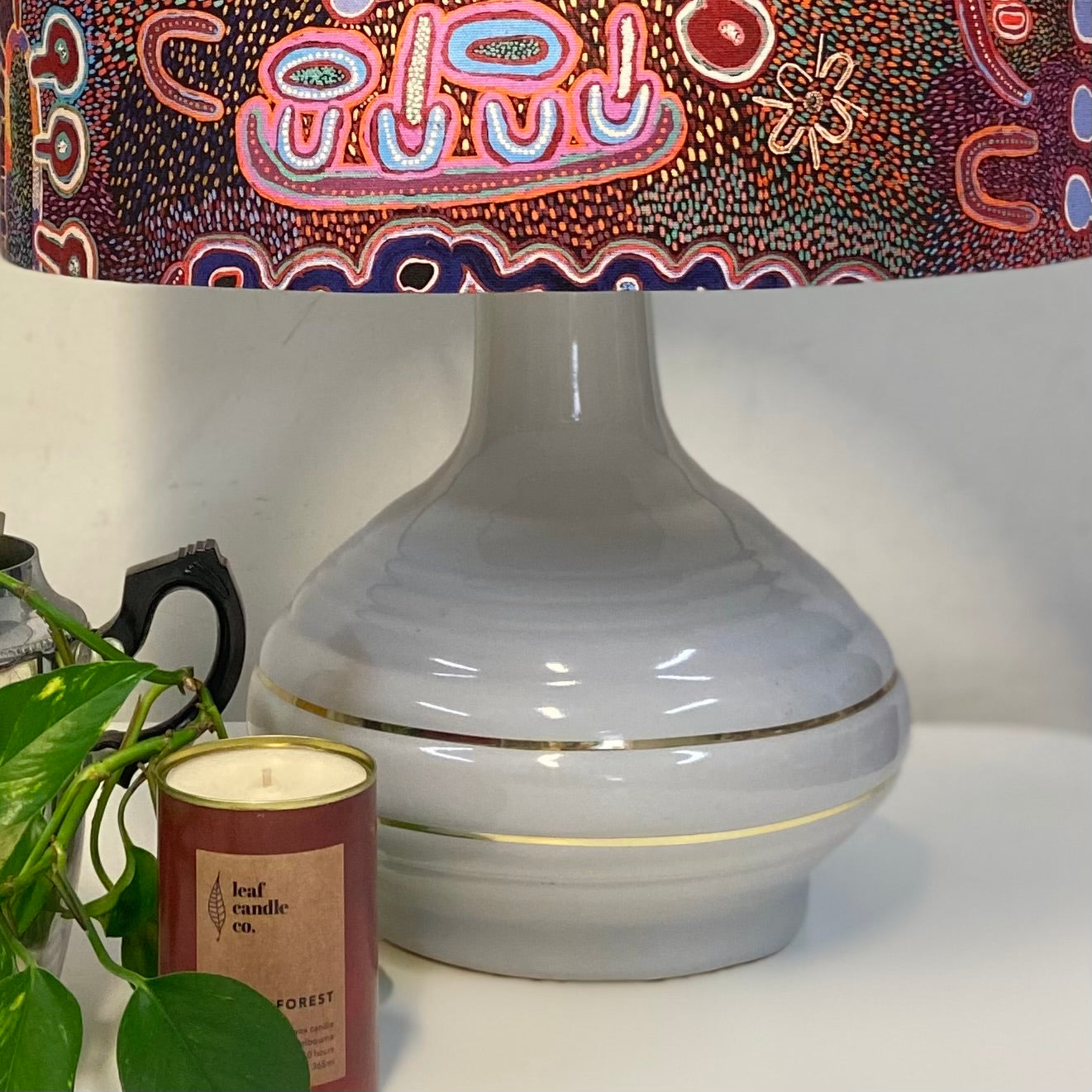 MCM Icy Grey Ceramic Table Lamp with Water Dreaming Shade