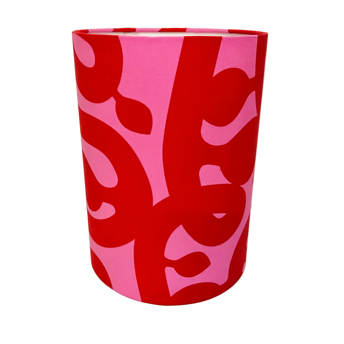 Silver Column Table Lamp with Red & Pink shade