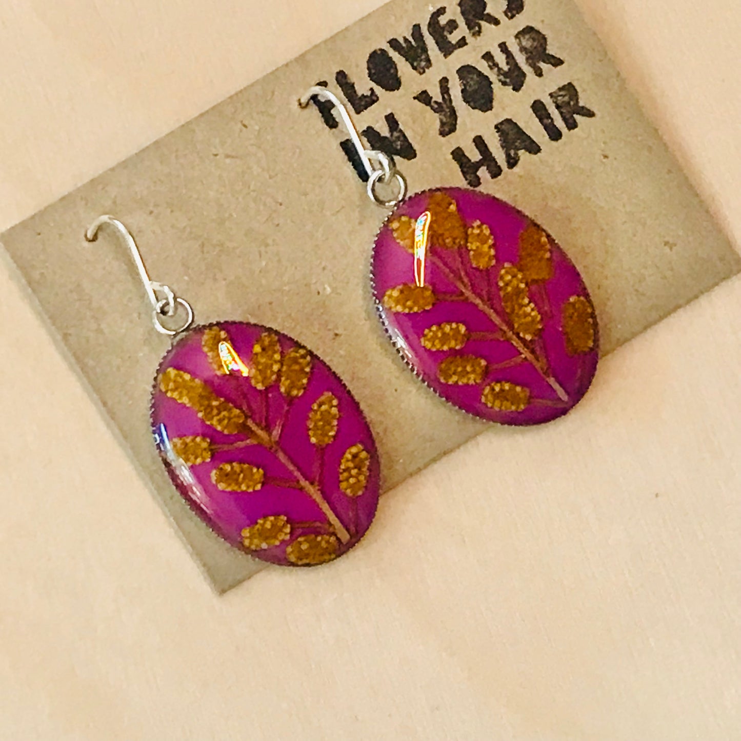 Australian flora Resin & Sterling Silver Earrings - large