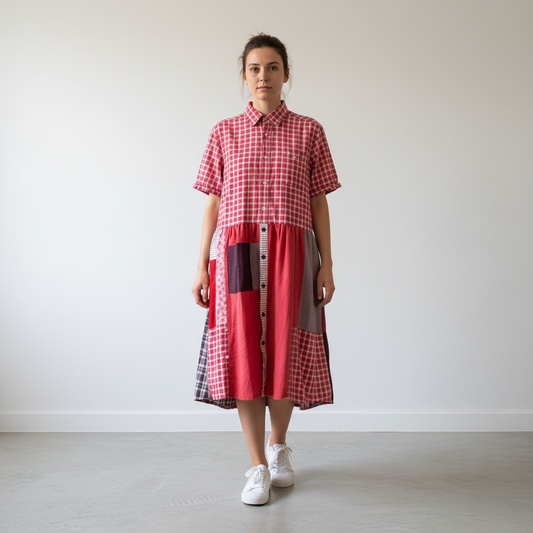Scarecrow Dress - Rusty Red Checks