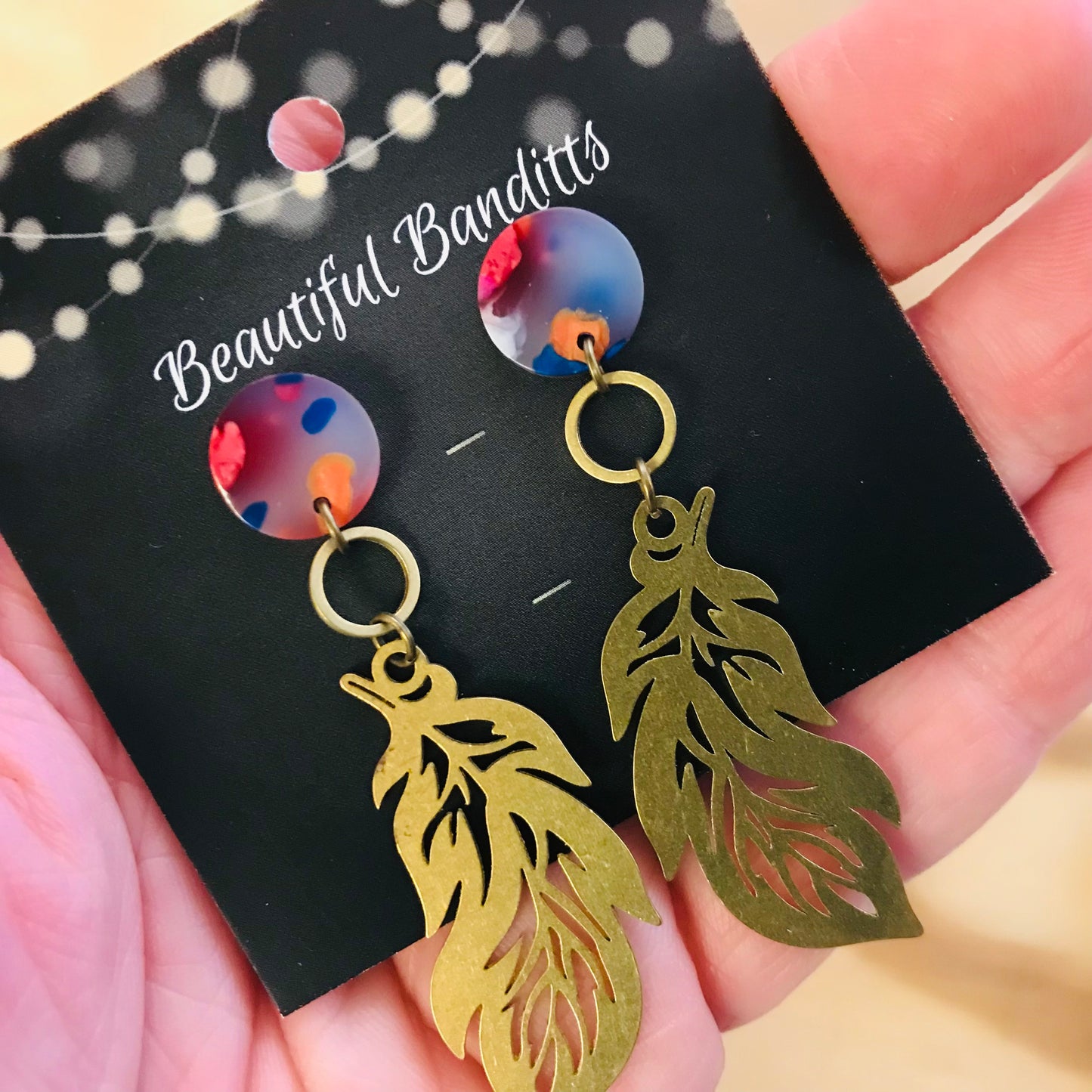 Mixed Metal and Resin Earrings - large