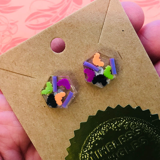 Novelty Resin Sparkle Stud Earrings - Halloween