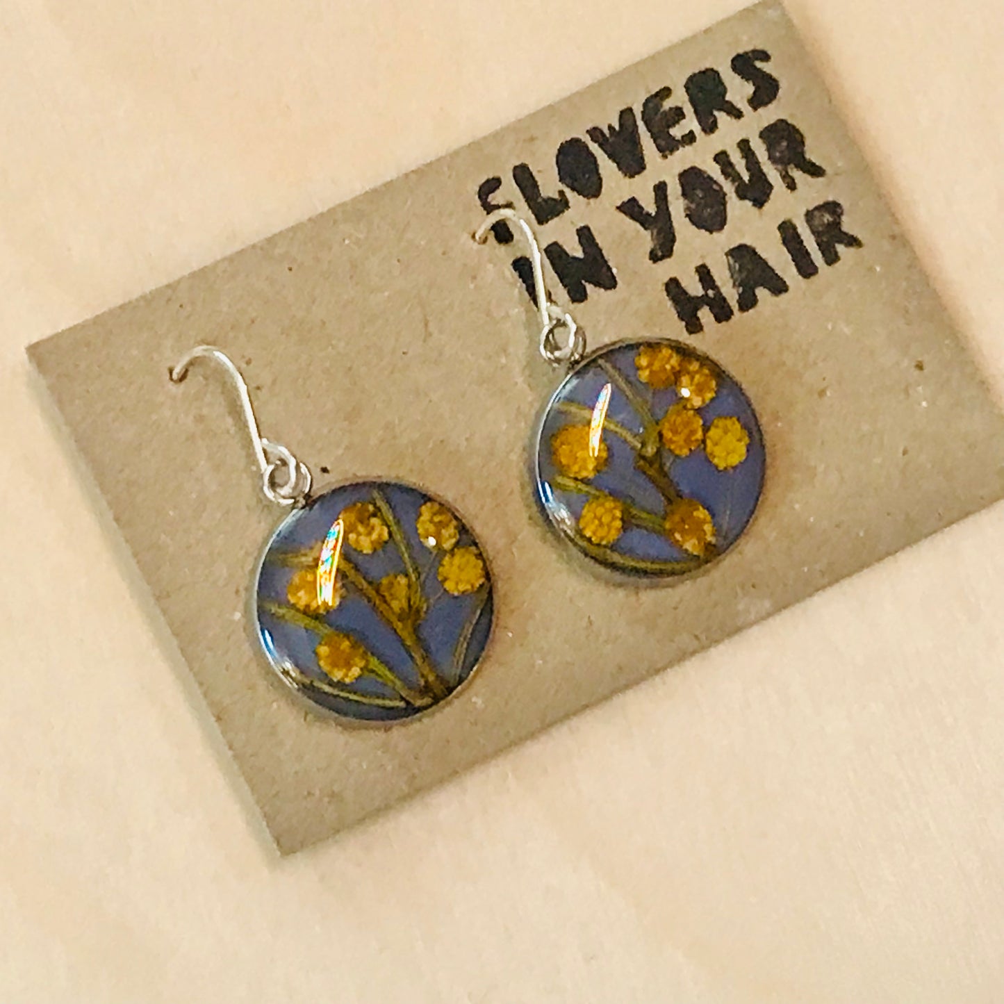 Australian flora Resin & Sterling Silver Earrings - medium