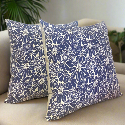 Cushion - NAVY FLOWERS