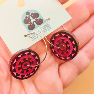 Art Deco Acrylic Earrings - Sunny Hoops