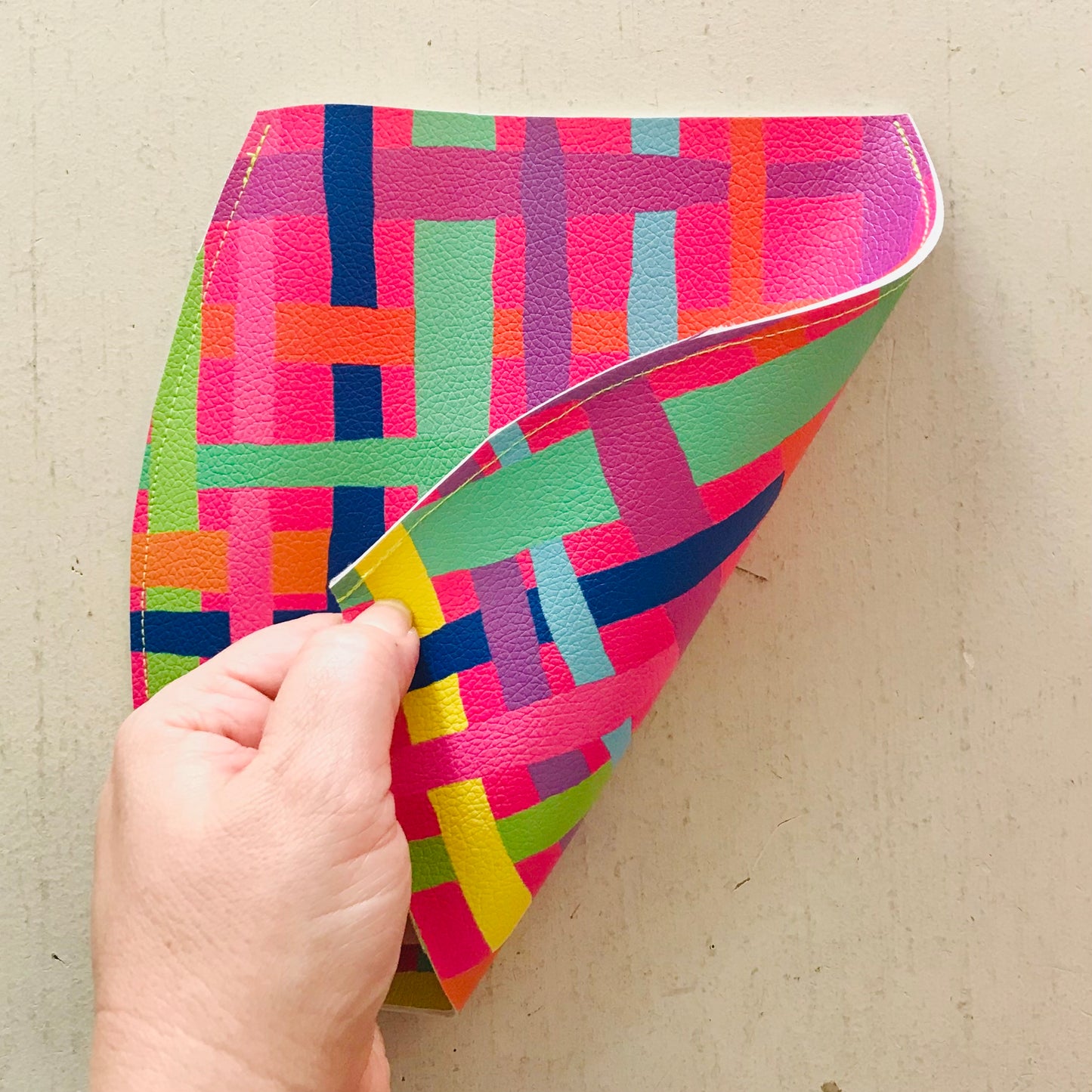 Hand Painted Vegan Leather Flat Vase