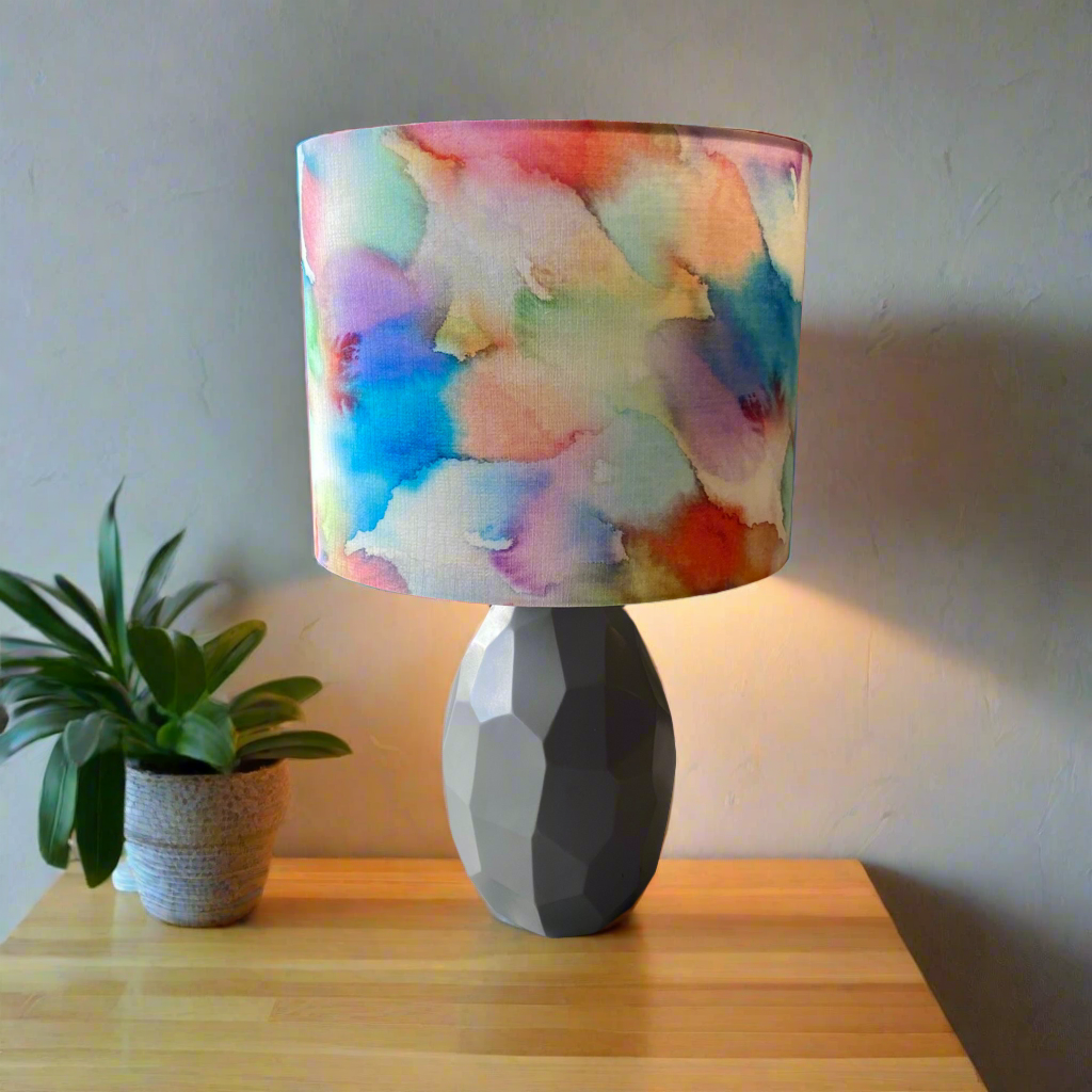 Charcoal Ceramic table lamp with Pastel Mirage Shade