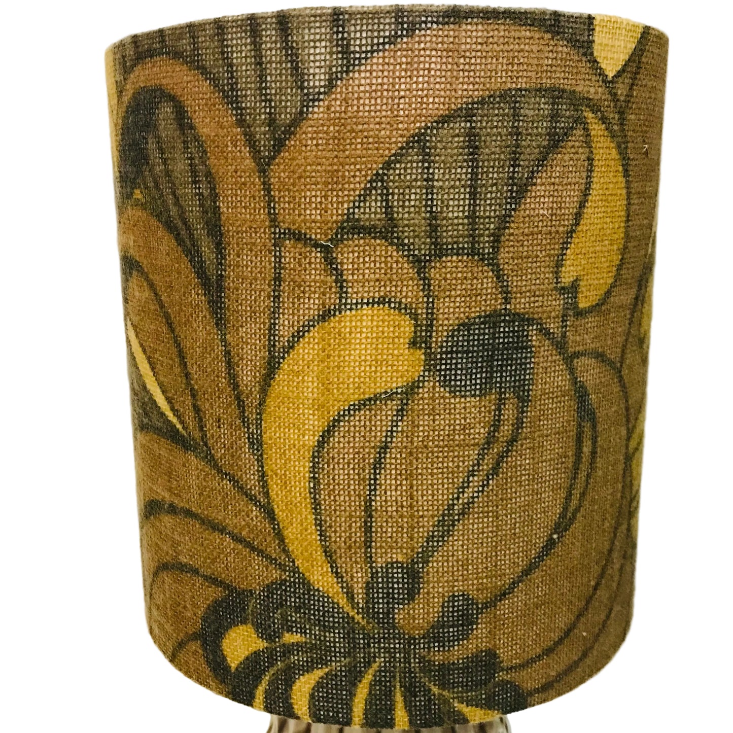 Small Earth-tone Vintage Hessian 70s Table Lamp (matching pair)