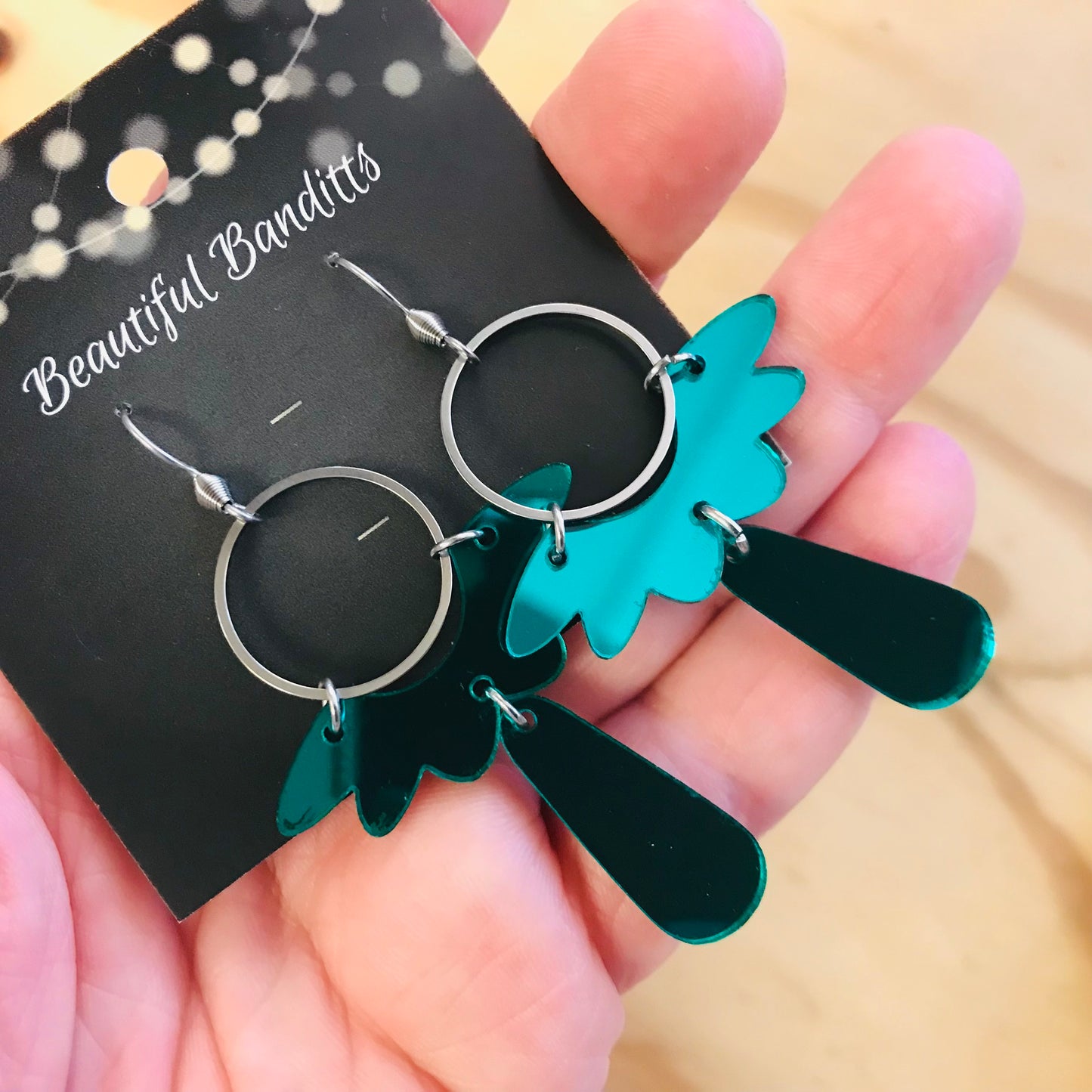 Mixed Metal and Resin Earrings - large