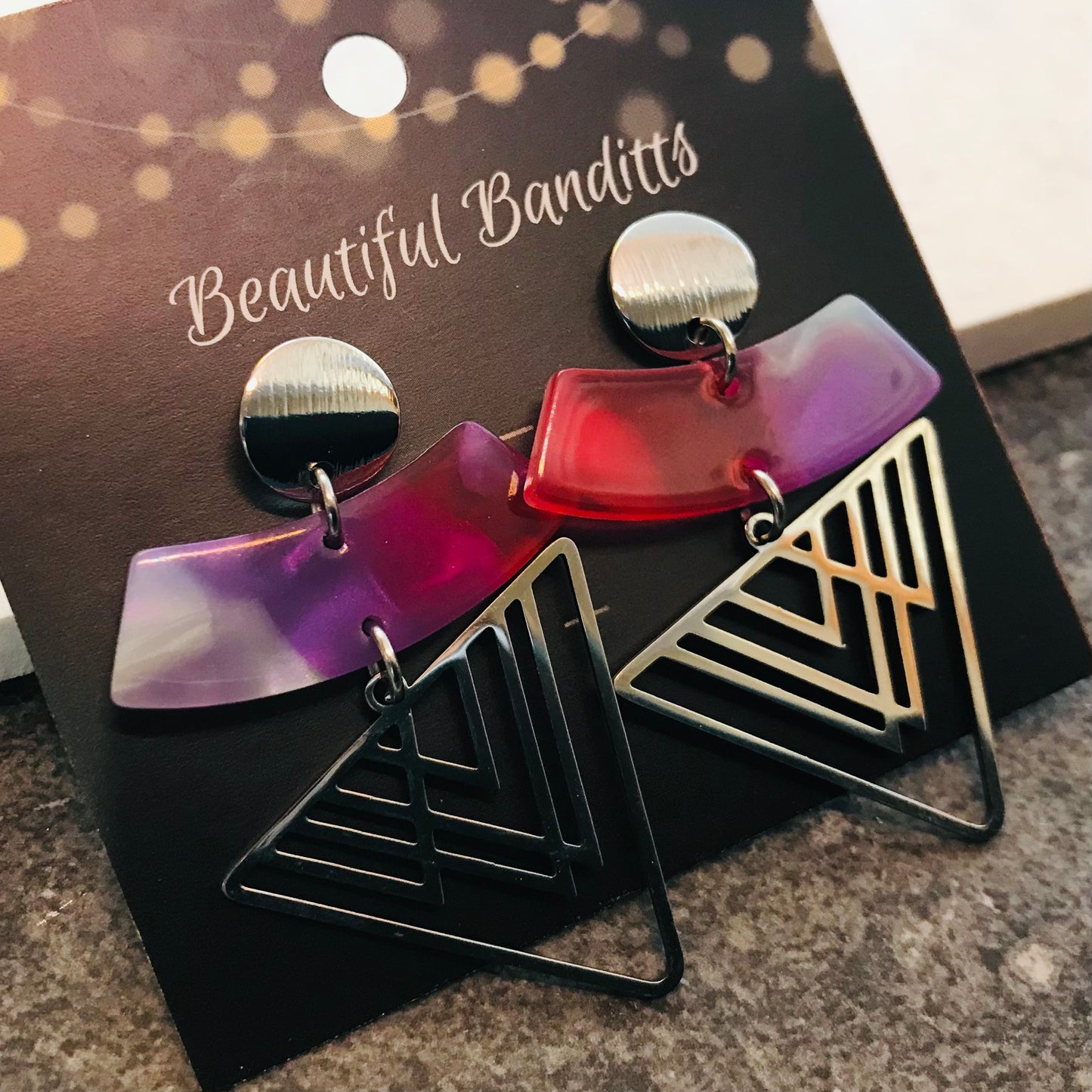 Mixed Metal and Resin Earrings - large