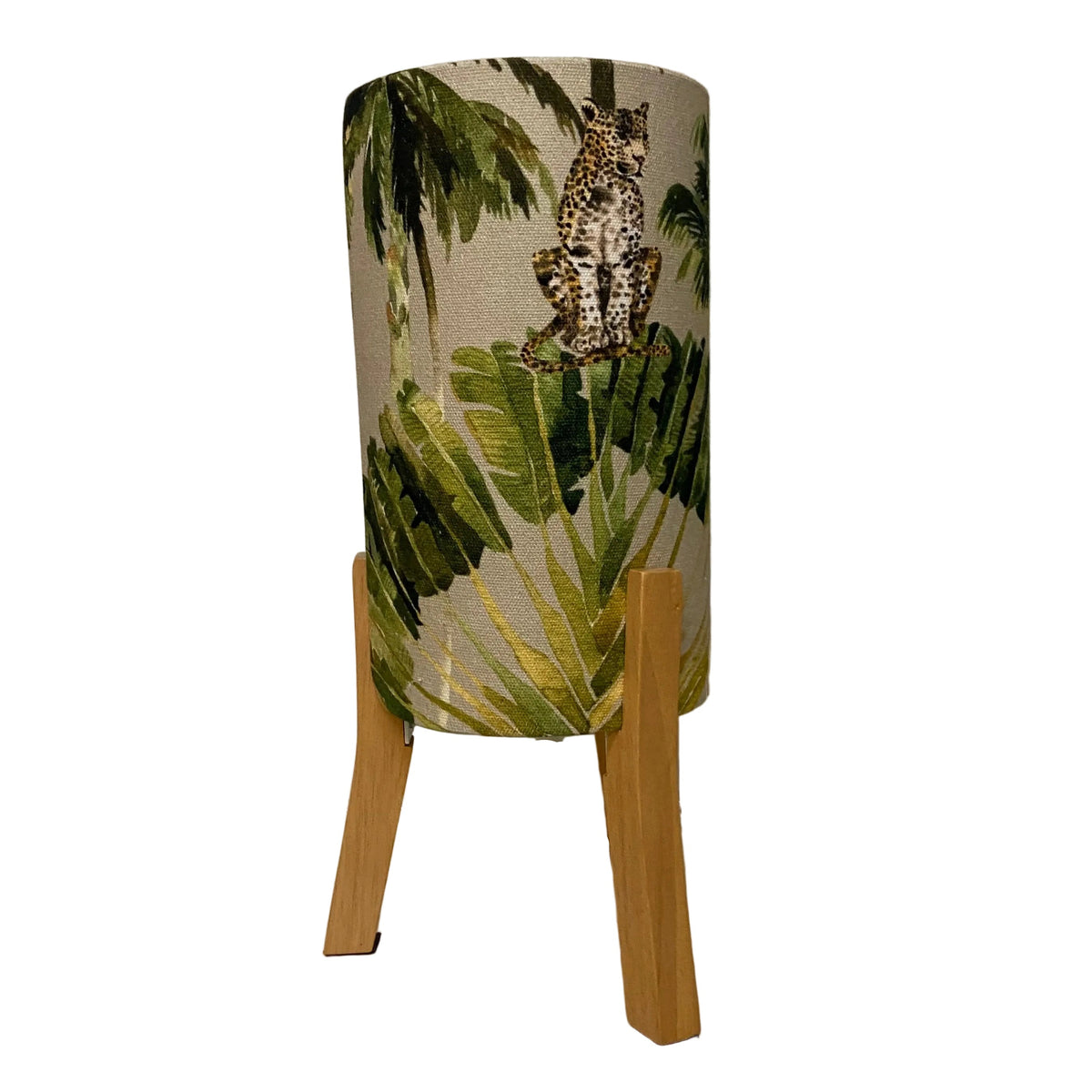 Timber Tri Legged Table Lamp with Native Palms Shade