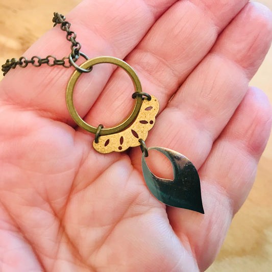 Mixed Metal Necklace - Hoop Drop