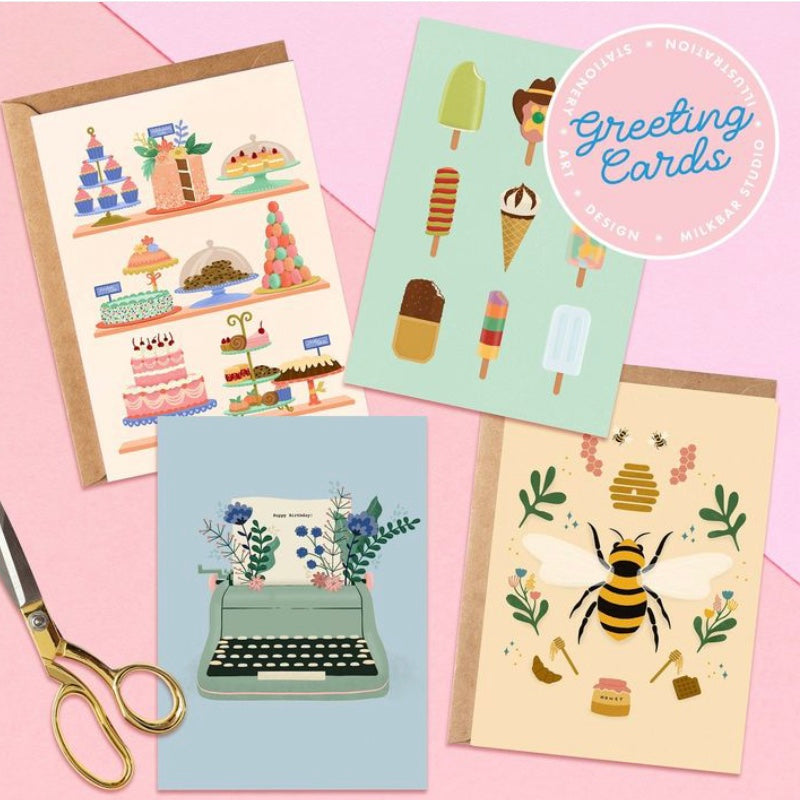 Milkbar Studio Original Art Greeting Cards ** ON SALE **