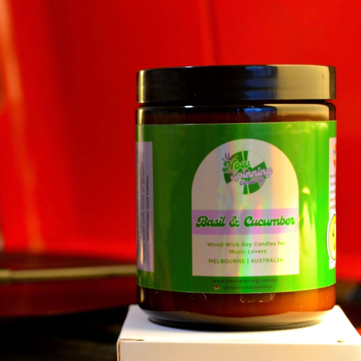 Candles for Music Lovers - Basil & Cucumber Candle with Tunes