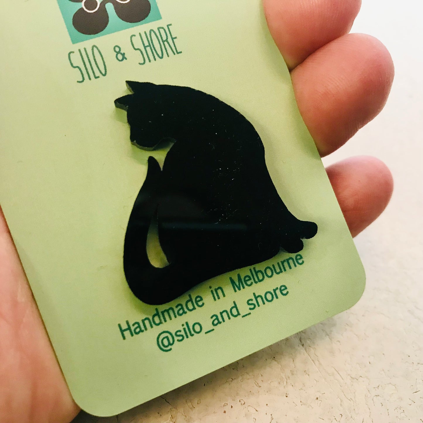 Art Deco Acrylic Brooch - Cats