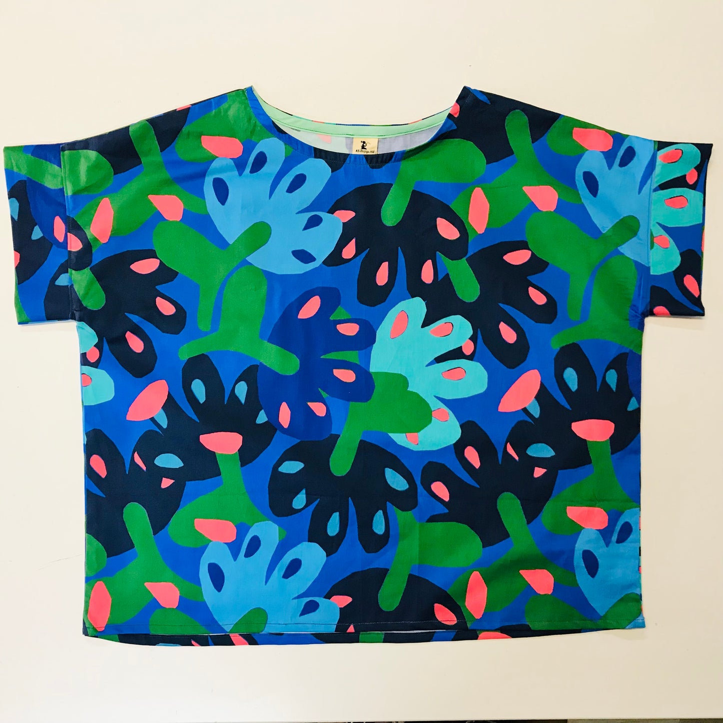 Handmade Women’s Box Top - Bright Abstract Flowers (S/M)