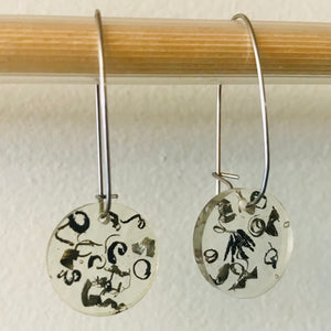 Clear Resin Lichen & Metal Shaving Earrings (small)