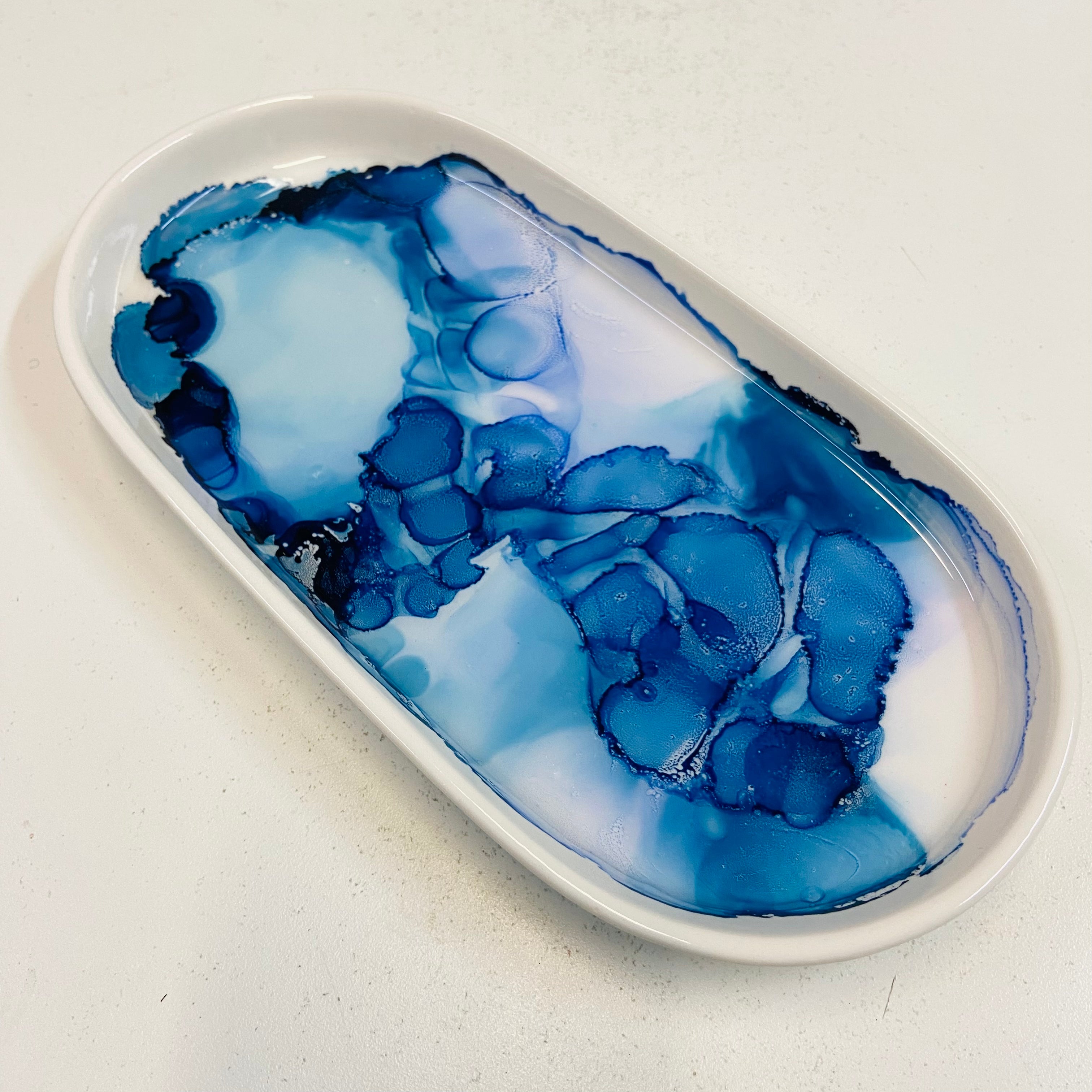Alcohol Ink Detail Porcelain Oval Tray