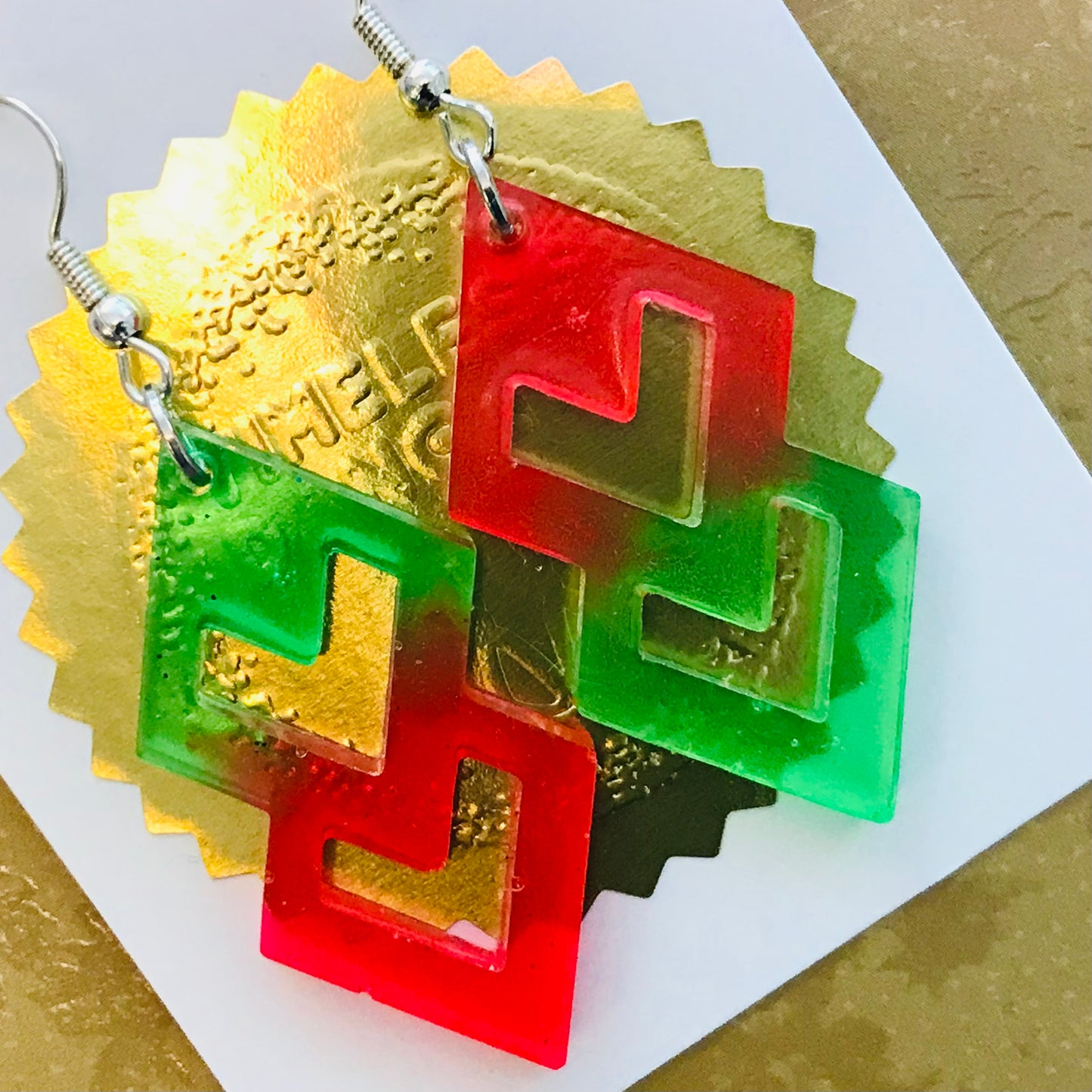 Novelty Resin Sparkle Christmas Dangle Earrings