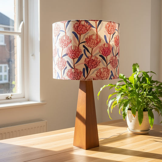 Timber Square Column Table Lamp with Warratah's Shade (pair available)