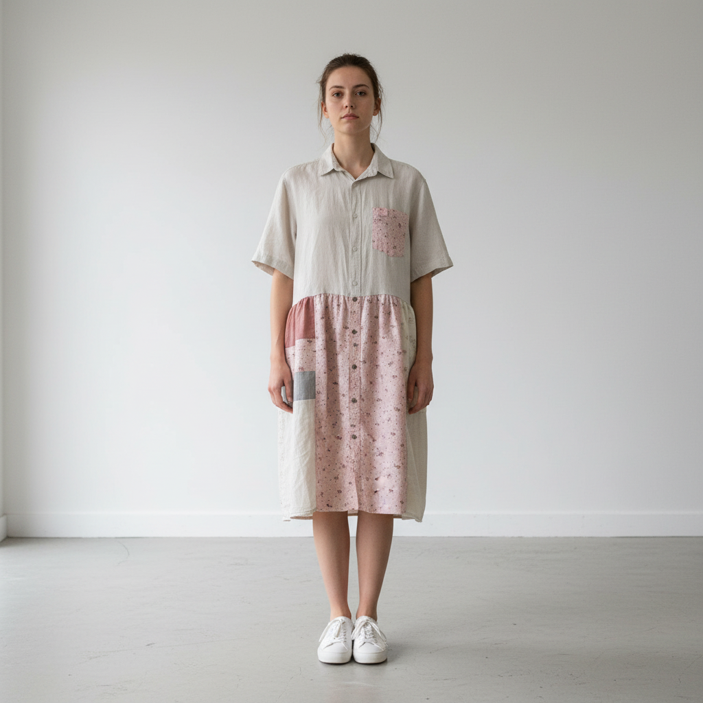 Scarecrow Dress - Linen Naturals & Pinks