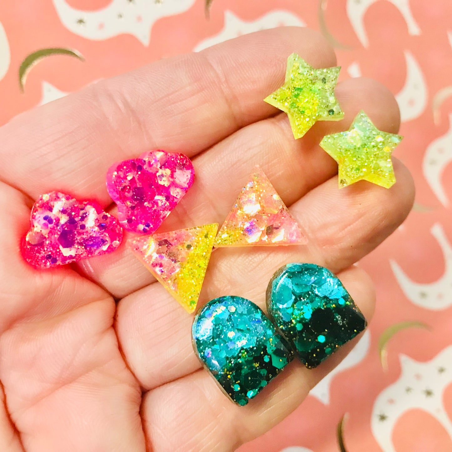 Novelty Resin Sparkle Stud Earrings