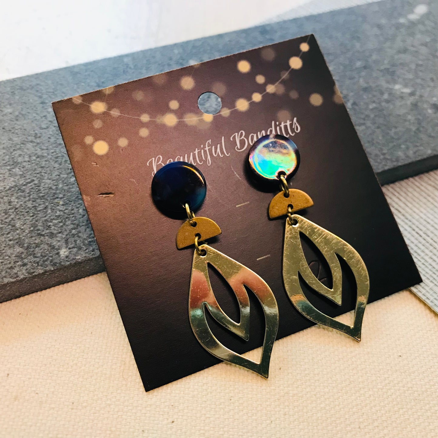 Mixed Metal and Resin Earrings - small