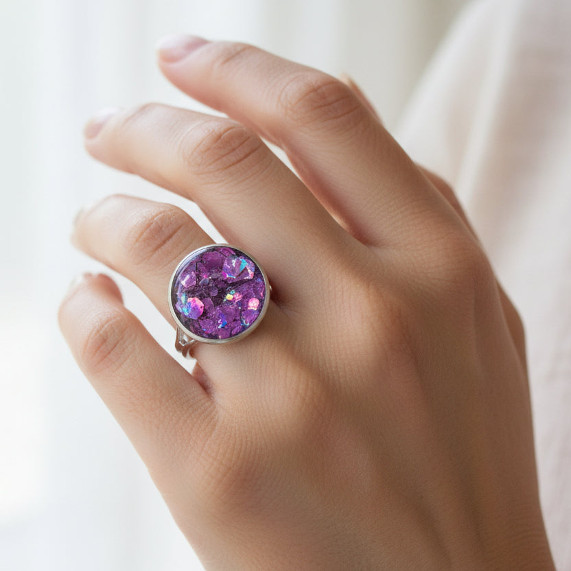 Resin Sparkle Adjustable Rings