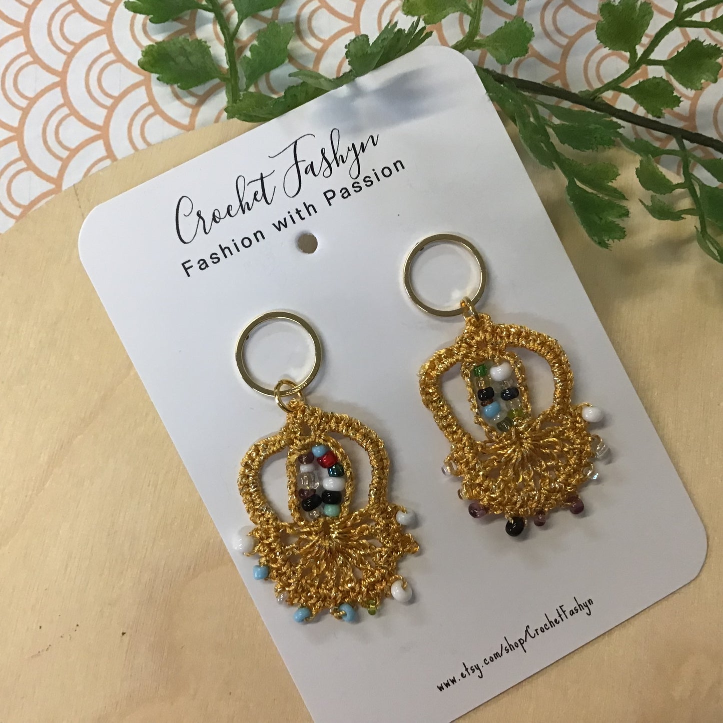 Handcrafted Crochet Earrings - Persian Style with Bead Detail