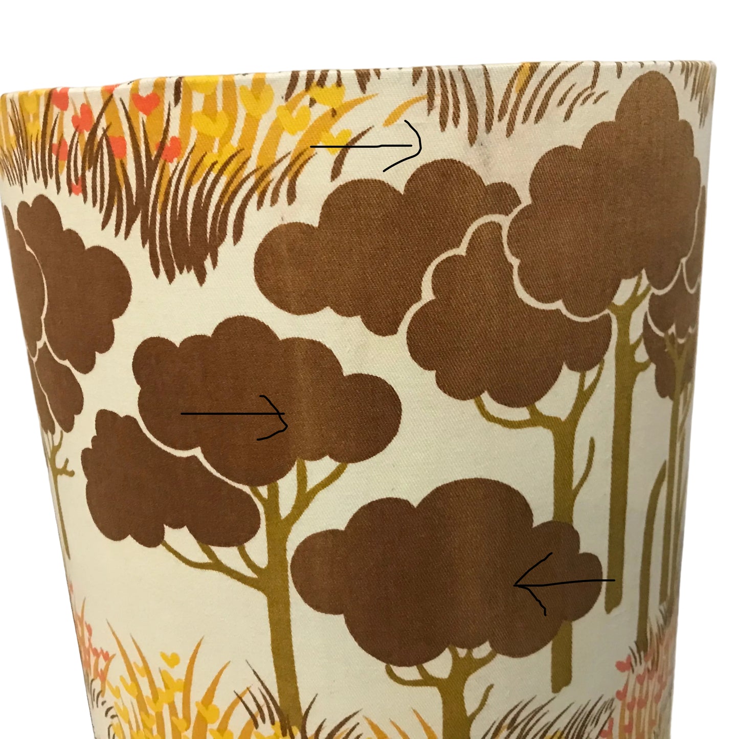 Fabric with tree pattern on a beige background