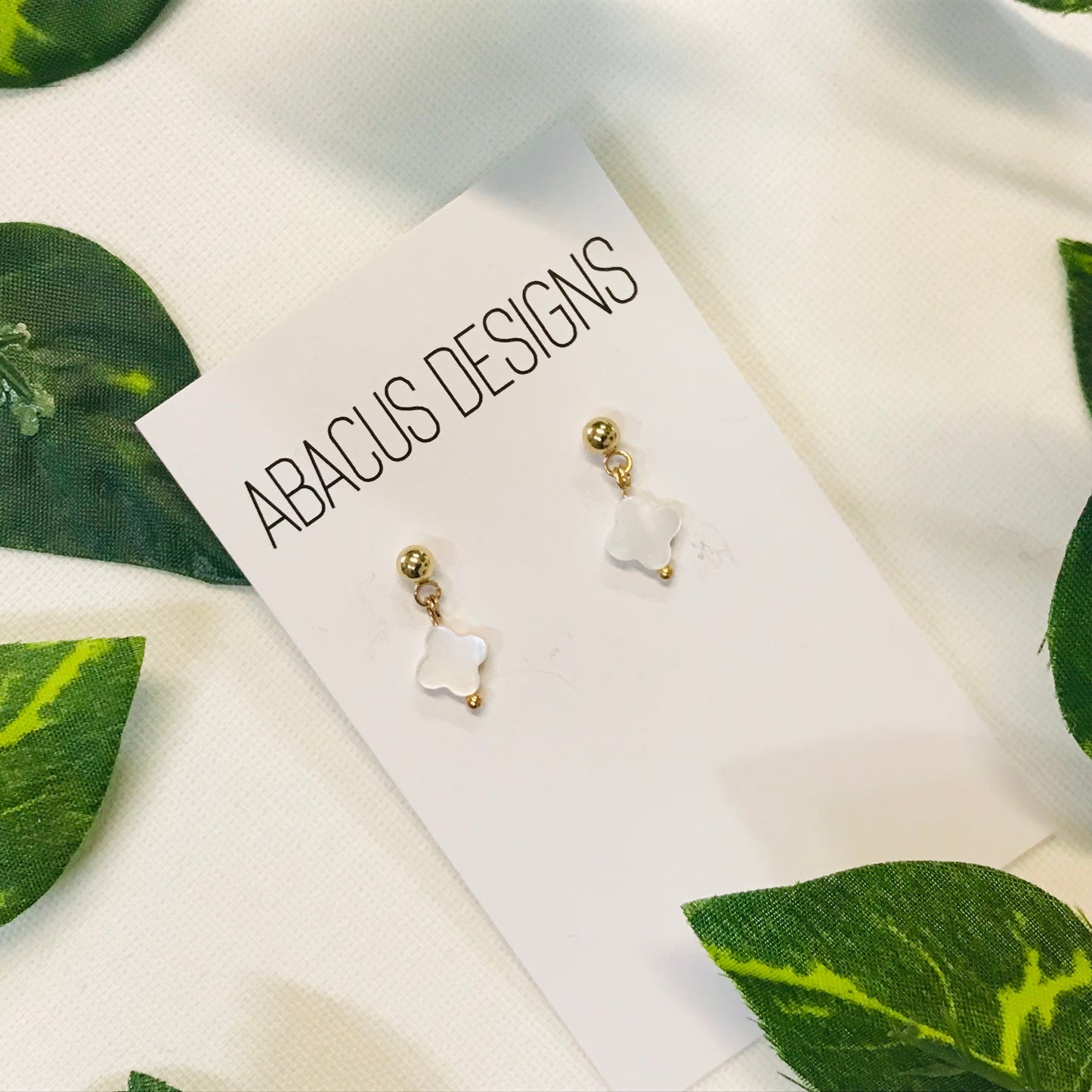 Pearlescent & Brass Dangle Earrings