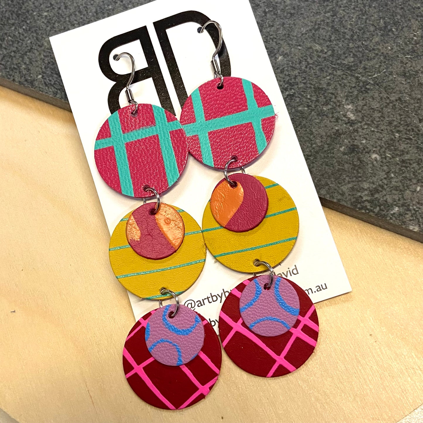 Hand painted leather earrings - The Droplet