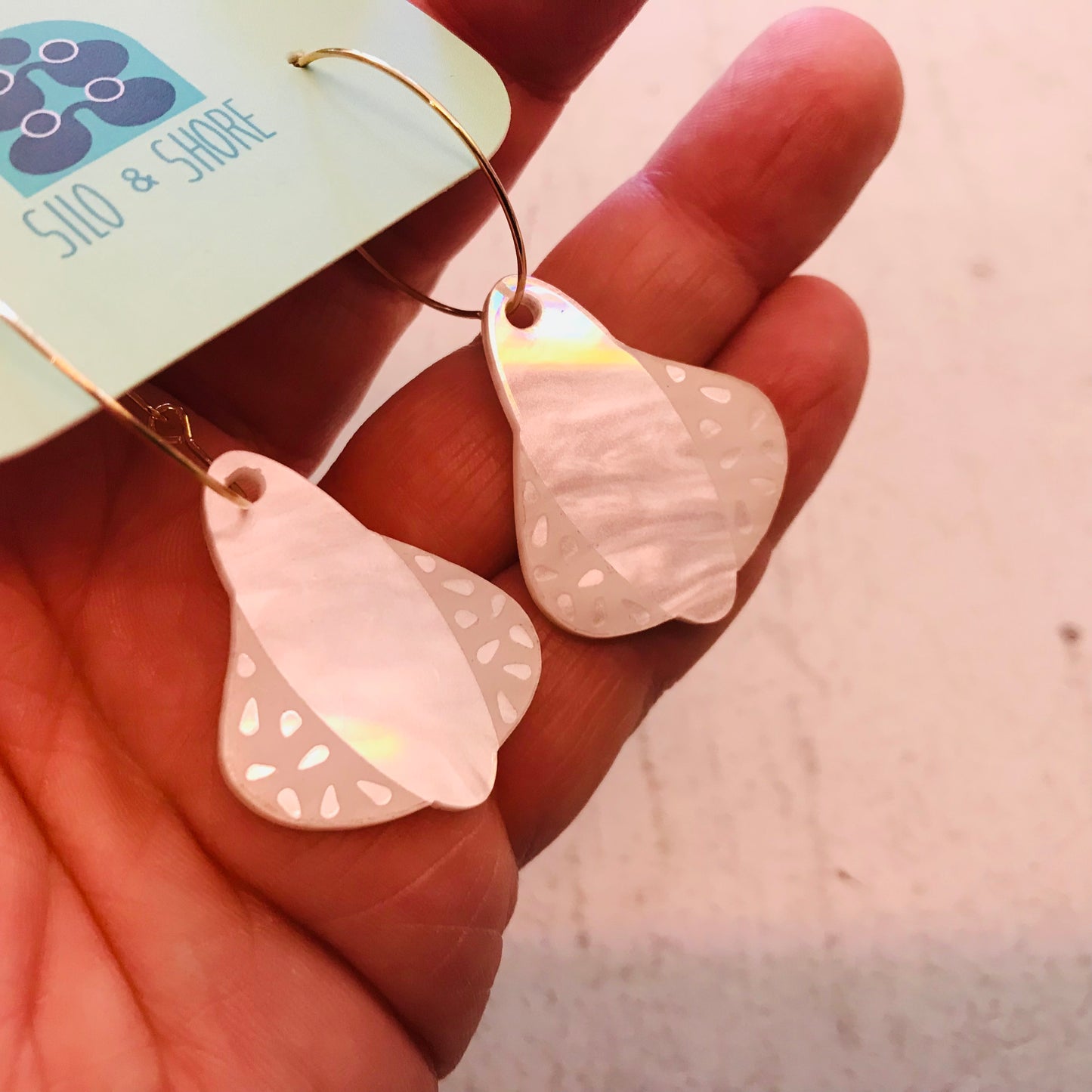 Art Deco Acrylic Earrings - Wide Fan Hook