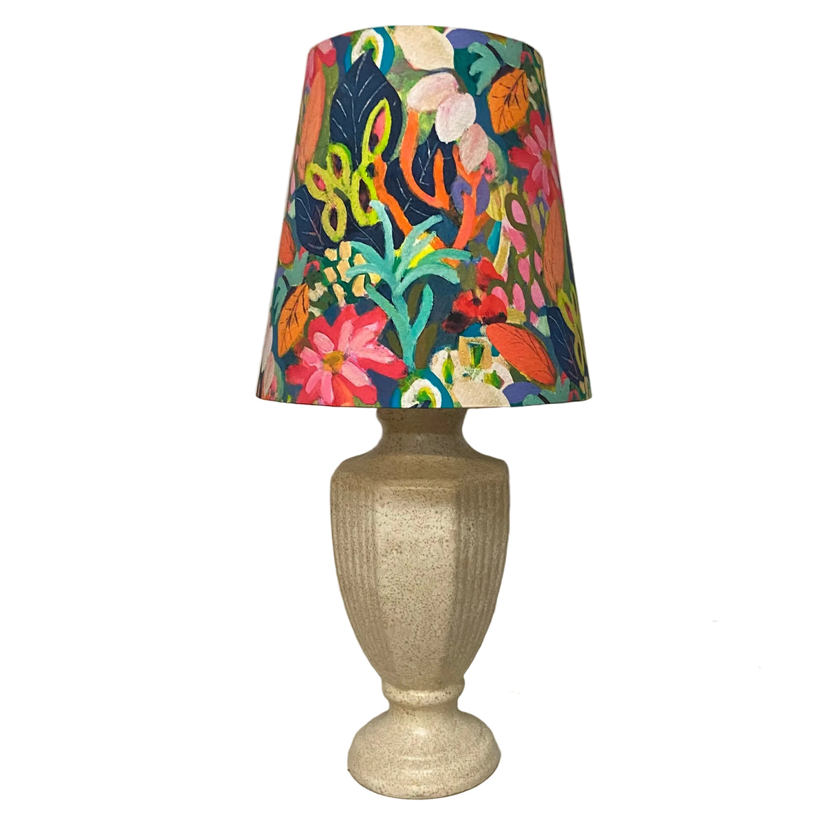 Large Urn Ceramic Table Lamp with Whimsical Bloom Shade