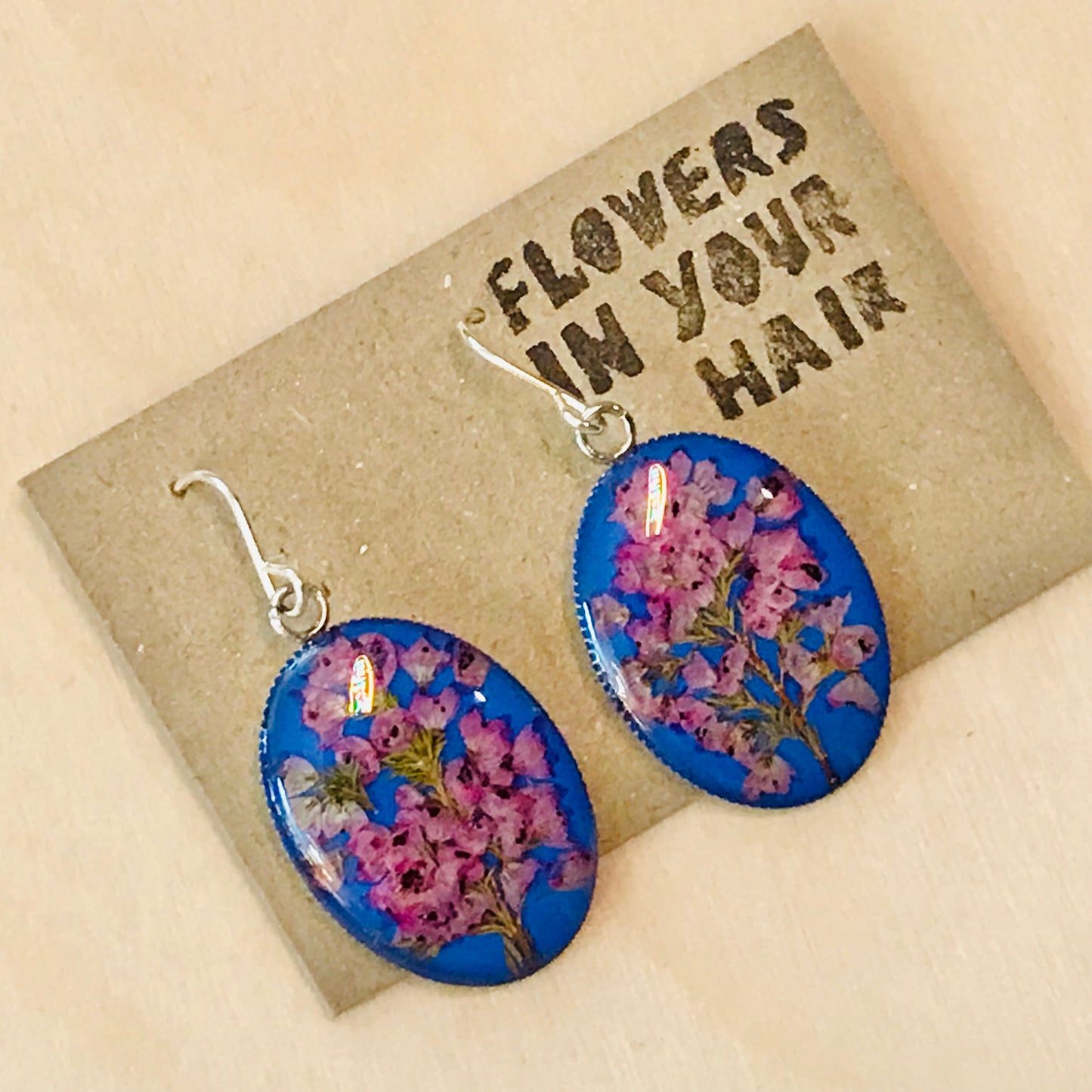 Australian flora Resin & Sterling Silver Earrings - large