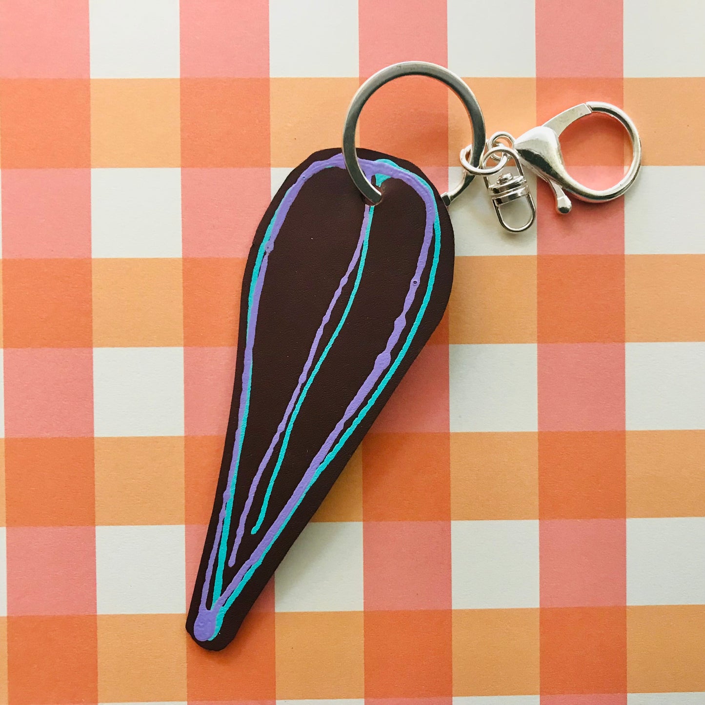 Handpainted Leather Keyrings - leaf