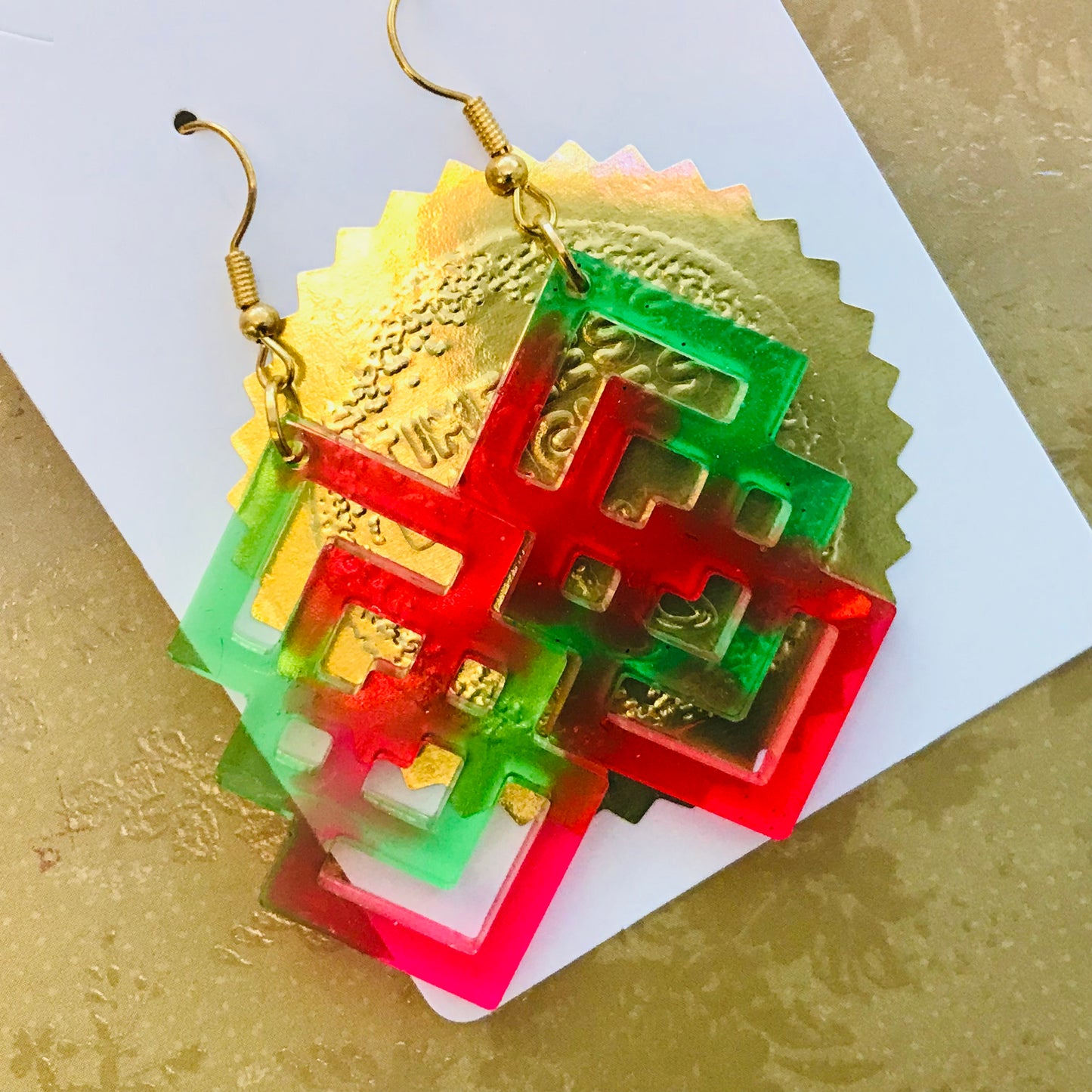 Novelty Resin Sparkle Christmas Dangle Earrings