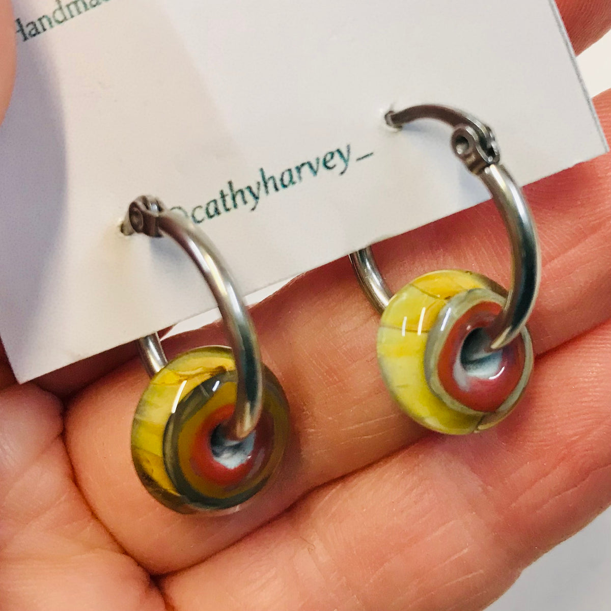 Glass Bead Hoop Earrings
