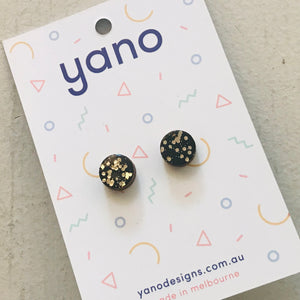Round Laser Cut Timber Stud Earrings