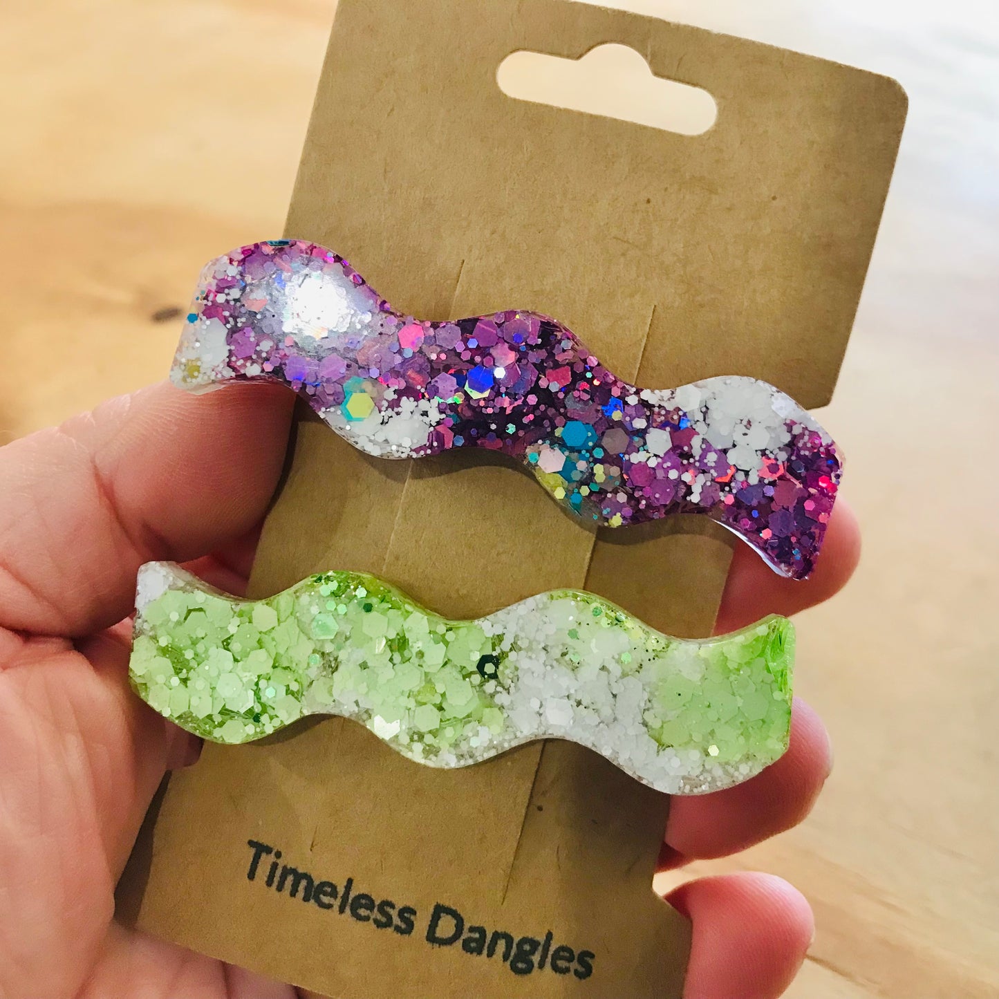 Resin Sparkle Hair Clips - Set of 2