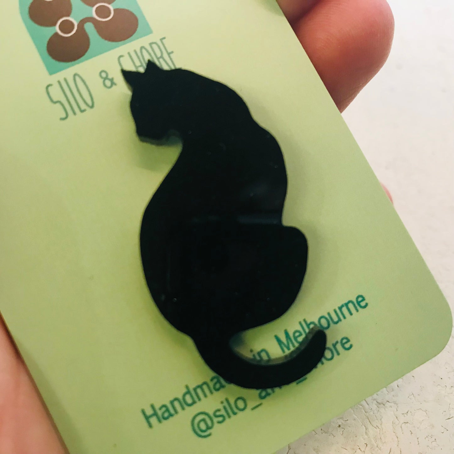 Art Deco Acrylic Brooch - Cats