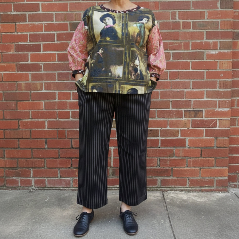 Women's Handmade Band Pants - Pinstripe