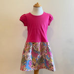 Short Sleeve Winnie Dress - PINK WITH RETRO FLORAL