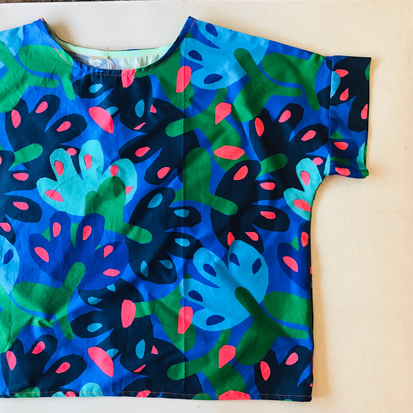 Handmade Women’s Box Top - Bright Abstract Flowers (M/L)
