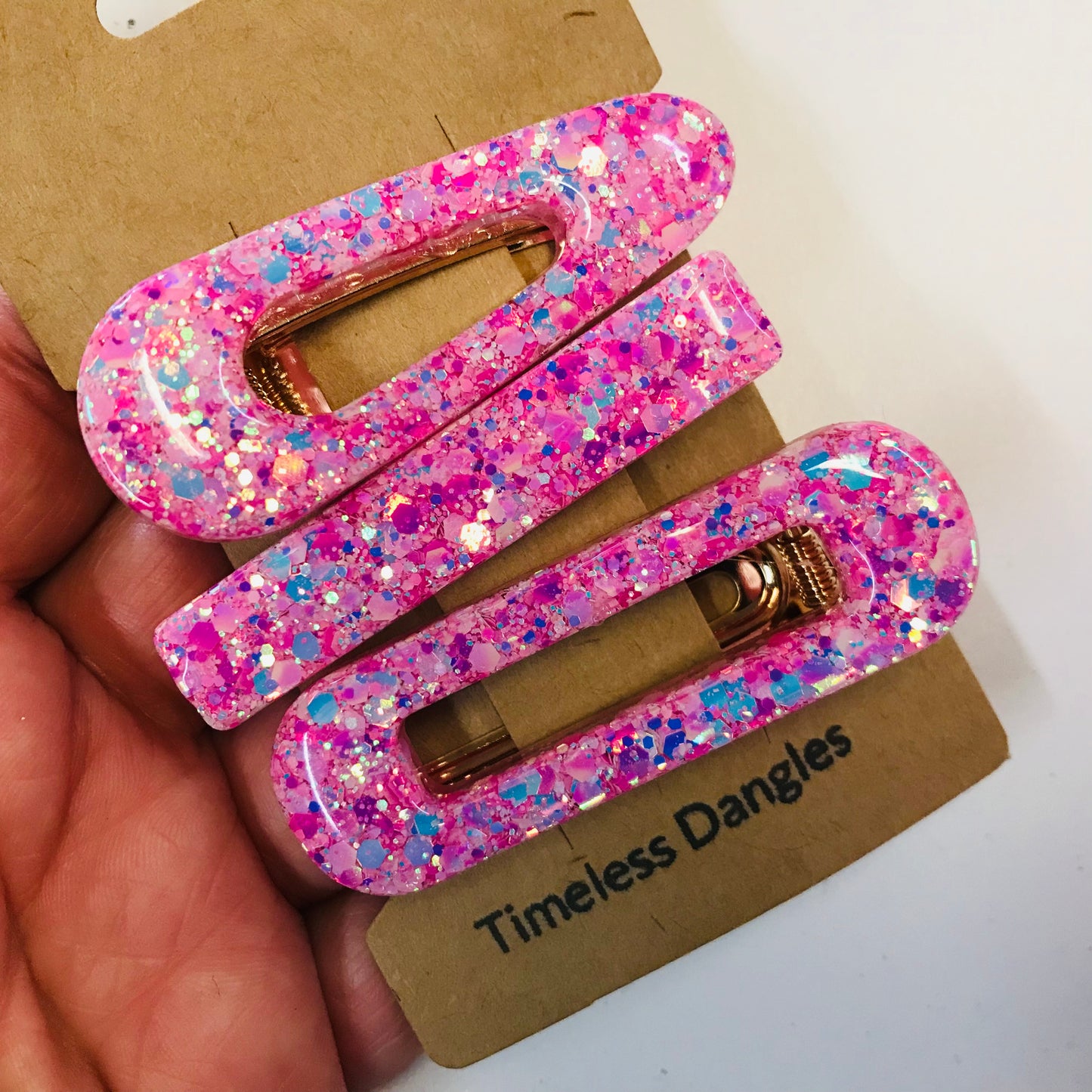 Resin Sparkle Hair Clips - Set of 3