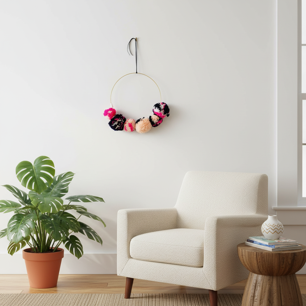 Pom Pom Wall Hanging - Electric Hues