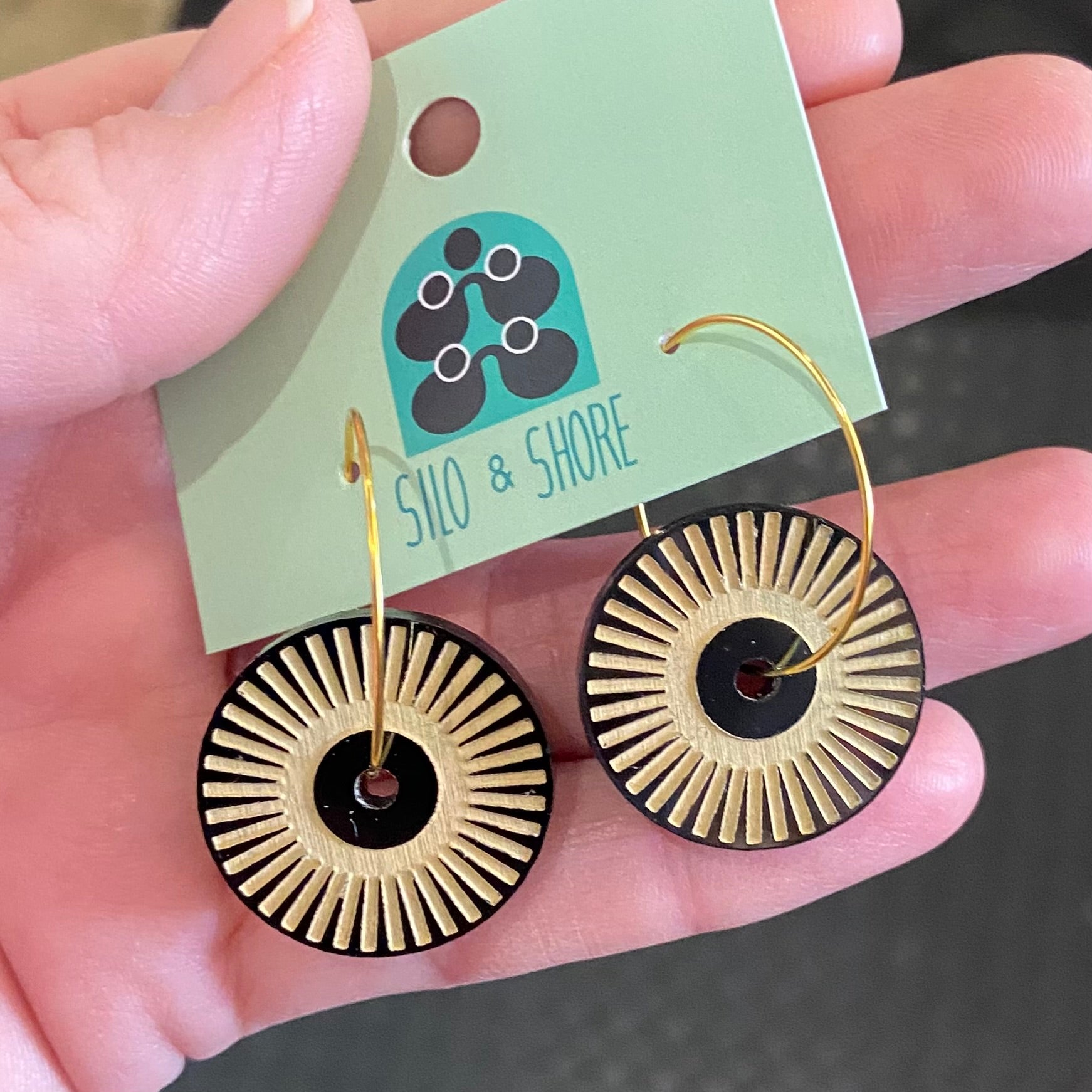 Art Deco Acrylic Earrings - Sunny Hoops