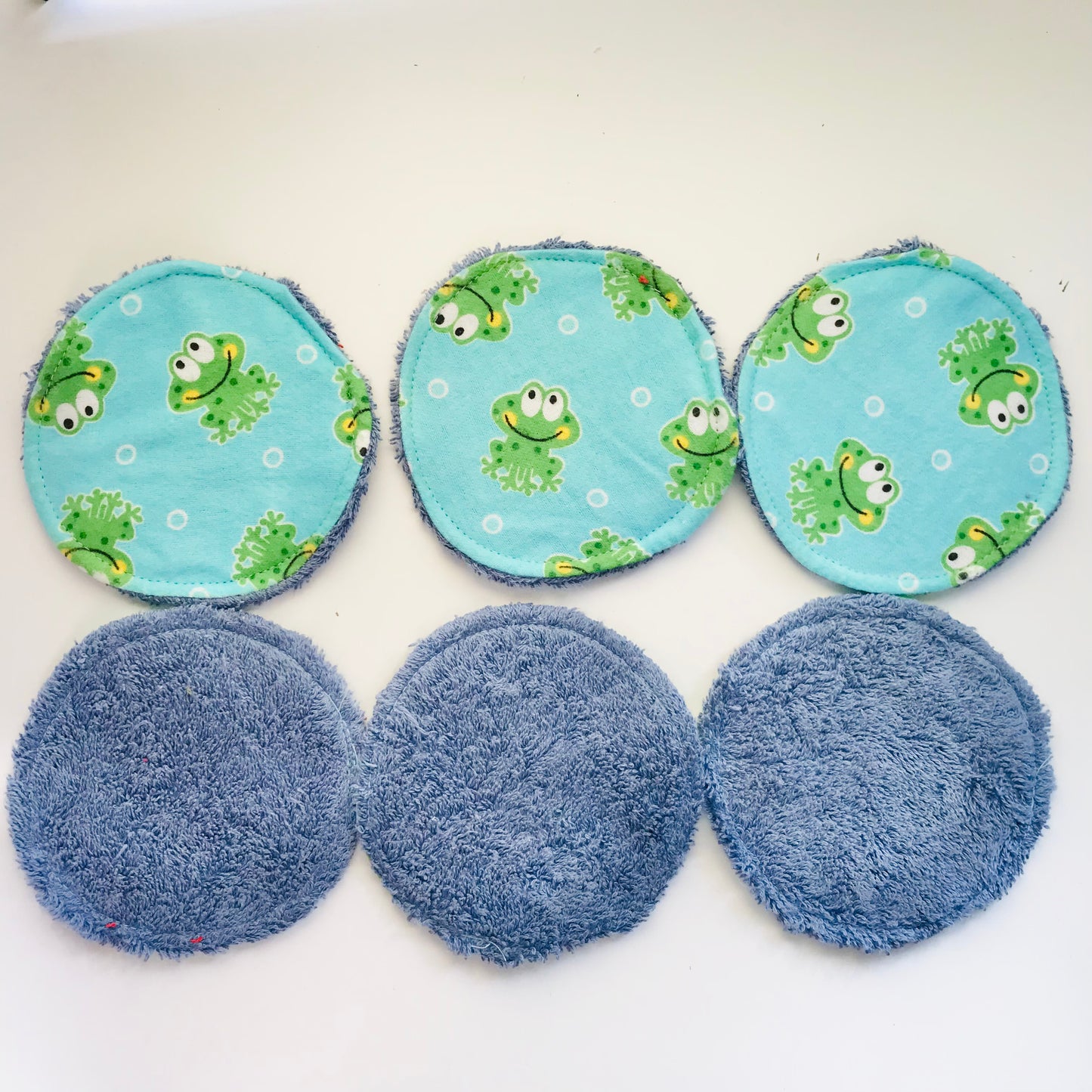 No Waste Reusable Make-up Remover Pads Wipes - flannel / towelling (set of 6)